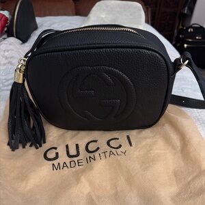 GG Black Pebbled Leather Crossbody